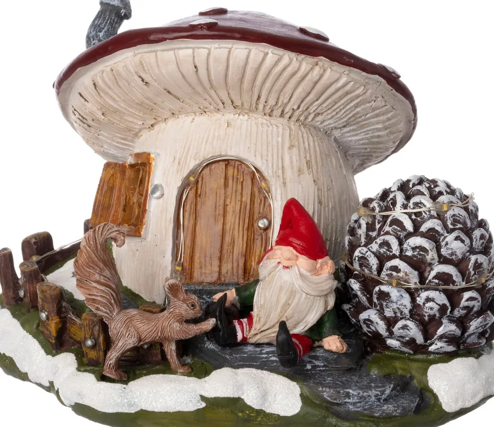 Intratuin kerstdorpminiatuur kabouter paddestoel 19,5 x 14,5 x 13,5 cm