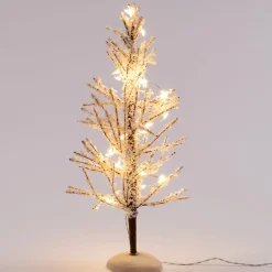 Intratuin kerstdorpminiatuur boom met sneeuw en LED verlichting D 7 H 22 cm
