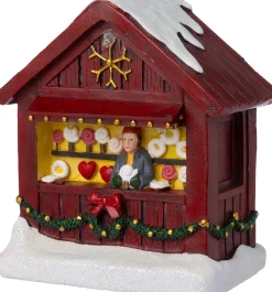 Intratuin kerstdorpminiatuur Piran snoepkraam 9,5 x 6,5 x 12 cm
