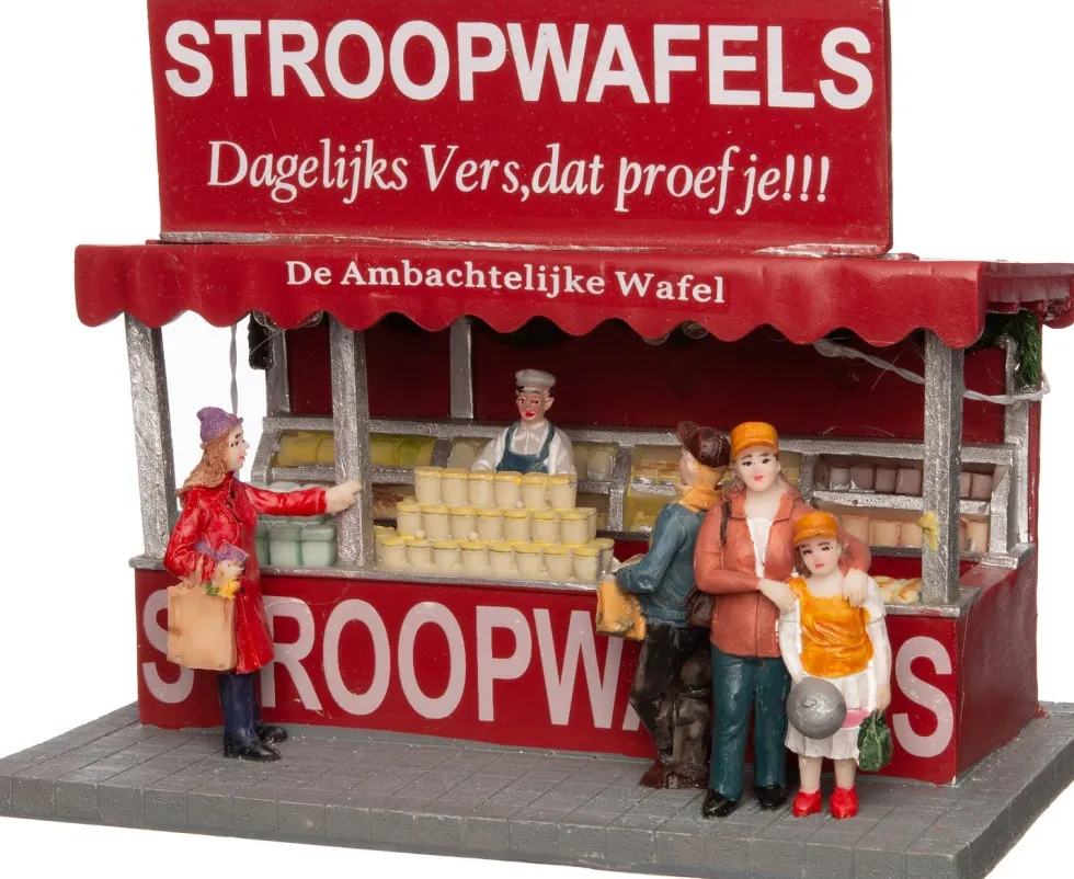 Intratuin kerstdorpminiatuur stroopwafelkraam 17 x 11 x 14 cm