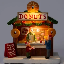 Intratuin kerstdorpminiatuur donutwinkel 12 x 8,5 x 13 cm
