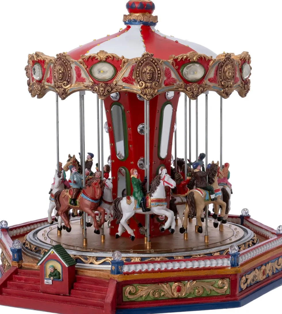 Intratuin kerstdorpminiatuur carousel paard 34 x 36 x 35 cm