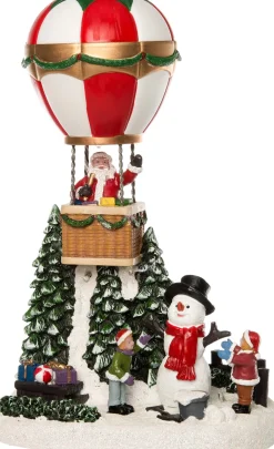 Intratuin kerstdorpminiatuur luchtballon met kerstman 15,5 x 12 x 25 cm
