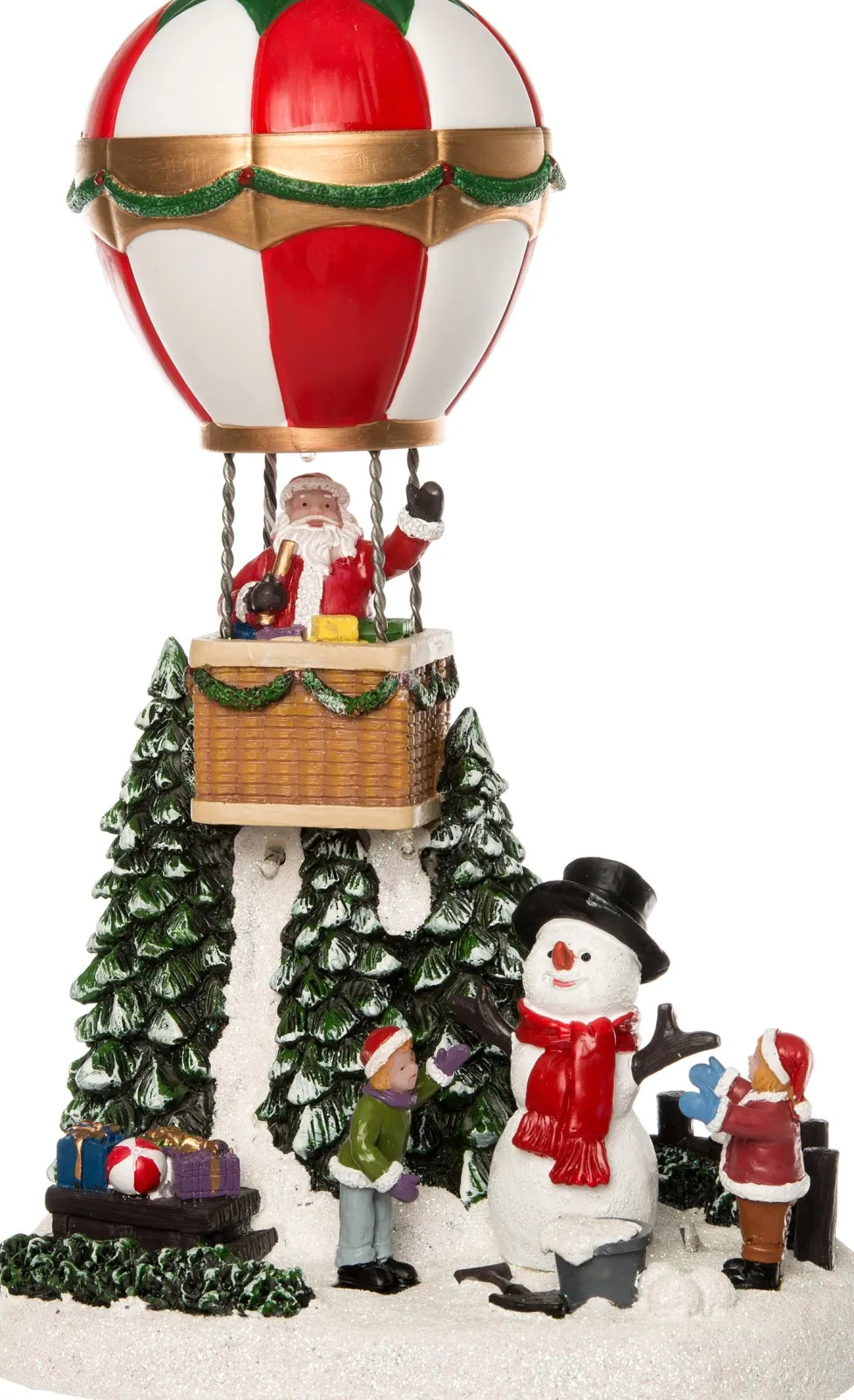 Intratuin kerstdorpminiatuur luchtballon met kerstman 15,5 x 12 x 25 cm