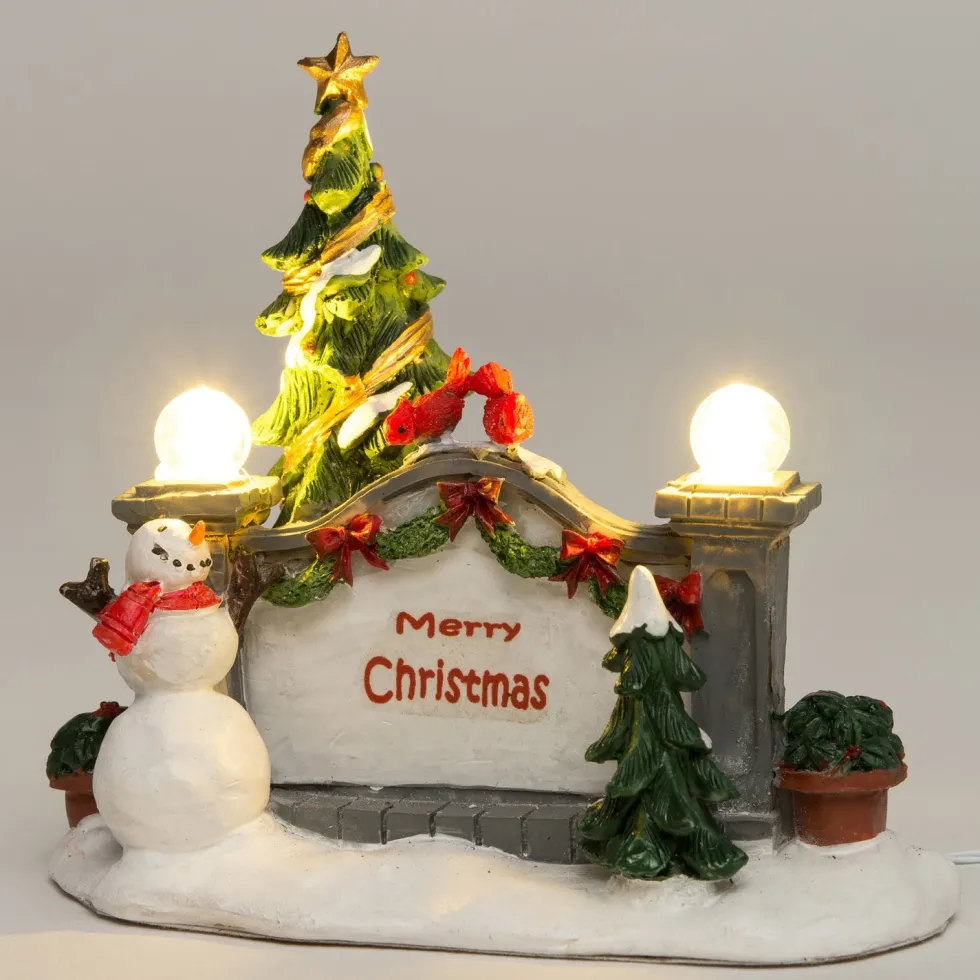 Intratuin kerstdorpminiatuur muurtje Merry Christmas 9,8 x 5 x 9 cm