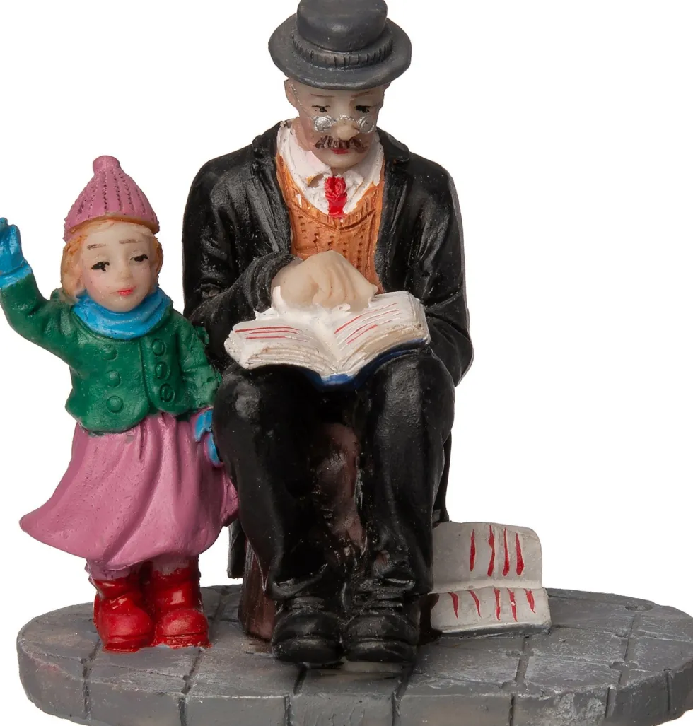 Intratuin kerstdorpminiatuur man leest boek voor multi 5,8 x 3,8 x 6 cm