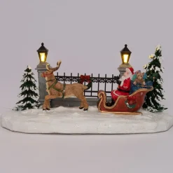 Intratuin kerstdorpminiatuur kerstman in slee 20,5 x 11 x 11 cm