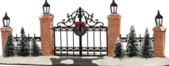 Intratuin kerstdorpminiatuur poort met krans 24,5 x 6,5 x 8,5 cm