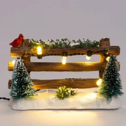 Intratuin kerstdorpminiatuur hek met sneeuw 9 x 4 x 6 cm