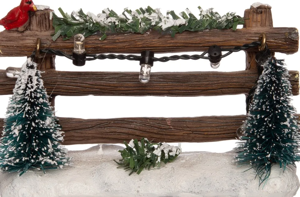 Intratuin kerstdorpminiatuur hek met sneeuw 9 x 4 x 6 cm