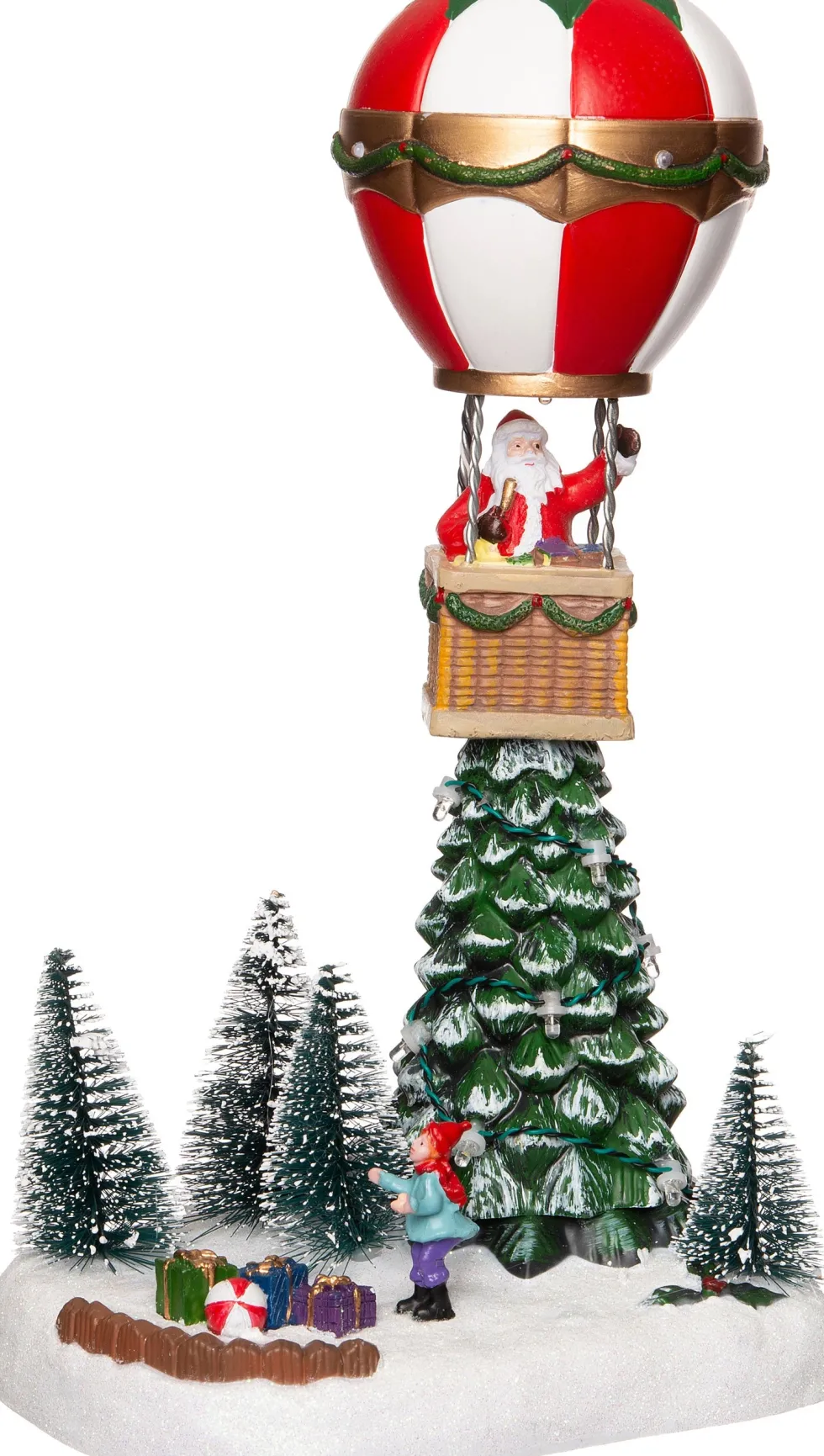 Intratuin kerstdorpminiatuur luchtballon met kerstman 16,5 x 12,5 x 28 cm