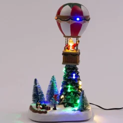Intratuin kerstdorpminiatuur luchtballon met kerstman 16,5 x 12,5 x 28 cm