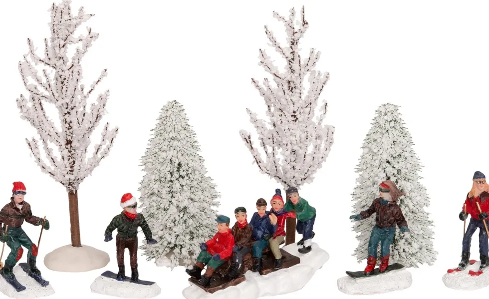 Intratuin kerstdorpminiatuur skiën 22,5 x 9 x 39 cm 9-delig