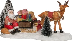 Intratuin kerstdorpminiatuur rendier slee multi 15 x 7 x 7 cm