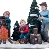 Intratuin kerstdorpminiatuur houthakker en kampvuur met LED verlichting H 8 cm