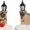 Intratuin kerstdorpminiatuur muurtje met lantaarns 8,5 x 4,5 x 5,5 cm 2 stuks