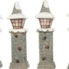 Intratuin kerstdorpminiatuur pilaar met lamp 2 x 2 x 8 cm