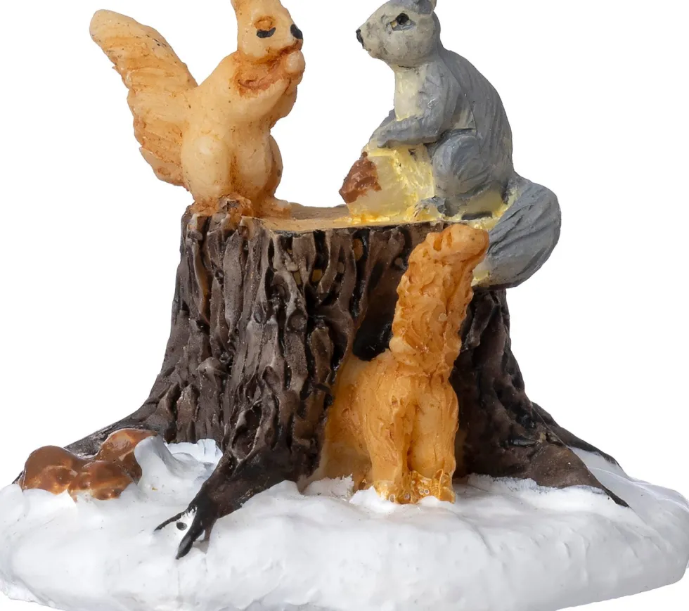 Intratuin kerstdorpminiatuur eekhoorns op stam 4 x 4 x 3,6 cm
