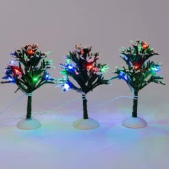 Intratuin kerstdorpminiatuur boom met gekleurde LED verlichting D 6 H 10 cm 3 stuks