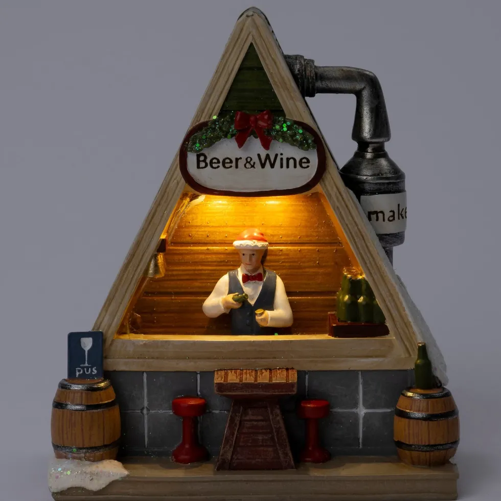 Intratuin kerstdorpminiatuur drankkraam 12 x 6,5 x 14,3 cm