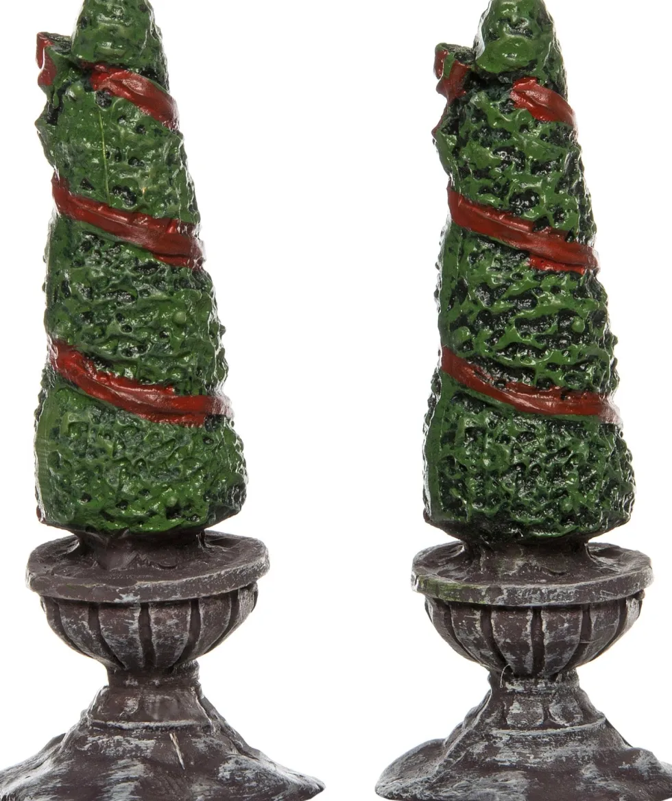 Intratuin kerstdorpminiatuur decoratieboom in plantenbak D 2 H 6 cm 2 stuks