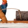 Intratuin kerstdorpminiatuur hond met hout multi 8 x 4 x 4,5 cm
