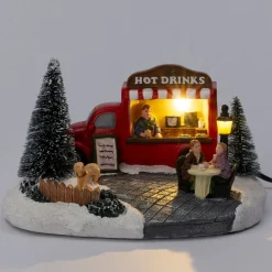Intratuin kerstdorpminiatuur hot drinks truck (drankkraam) 16,3 x 13 x 20,8 cm