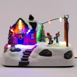 Intratuin kerstdorpminiatuur schaatsende kinderen 18 x 11 x 12 cm