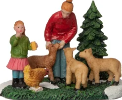 Intratuin kerstdorpminiatuur schapen voeren multi 9,2 x 6 x 6,2 cm