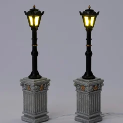 Intratuin kerstdorpminiatuur lantaarn op sokkel 2,1 x 2,1 x 12,5 cm 2 stuks