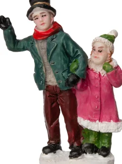 Intratuin kerstdorpminiatuur vader met dochter multi 4 x 1,2 x 6,2 cm