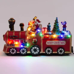 Intratuin kerstdorpminiatuur trein met kerstman 29 x 9,5 x 16,5 cm