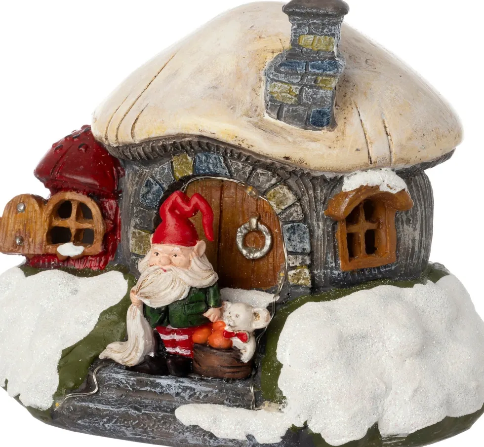 Intratuin kerstdorpminiatuur kabouter paddestoel 17 x 12,5 x 14 cm