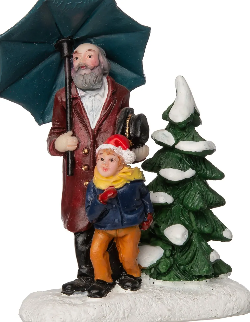 Intratuin kerstdorpminiatuur man met kind 6 x 3,3 x 8,5 cm