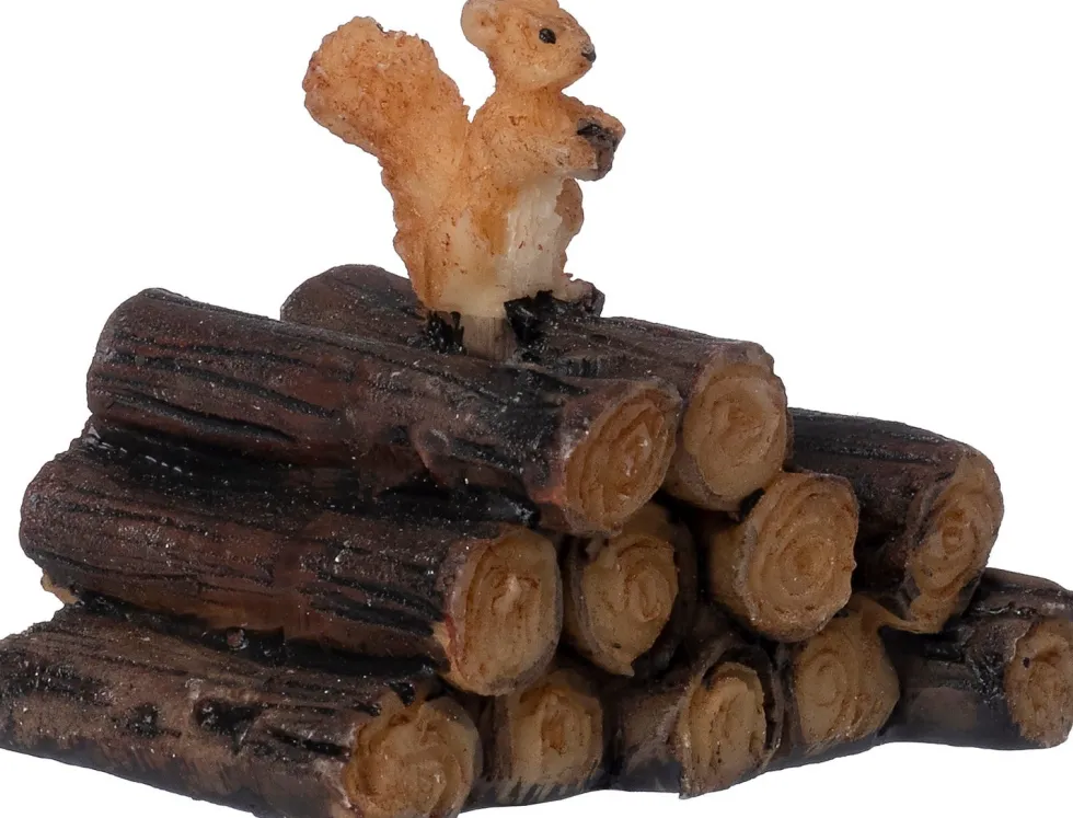 Intratuin kerstdorpminiatuur eekhoorn op hout 4,4 x 2,6 x 3,7 cm