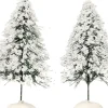 Intratuin kerstdorpminiatuur dennenboom met sneeuw 2 stuks D 4,5 H 10 cm