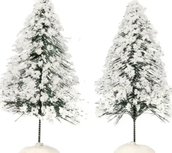 Intratuin kerstdorpminiatuur dennenboom met sneeuw 2 stuks D 4,5 H 10 cm