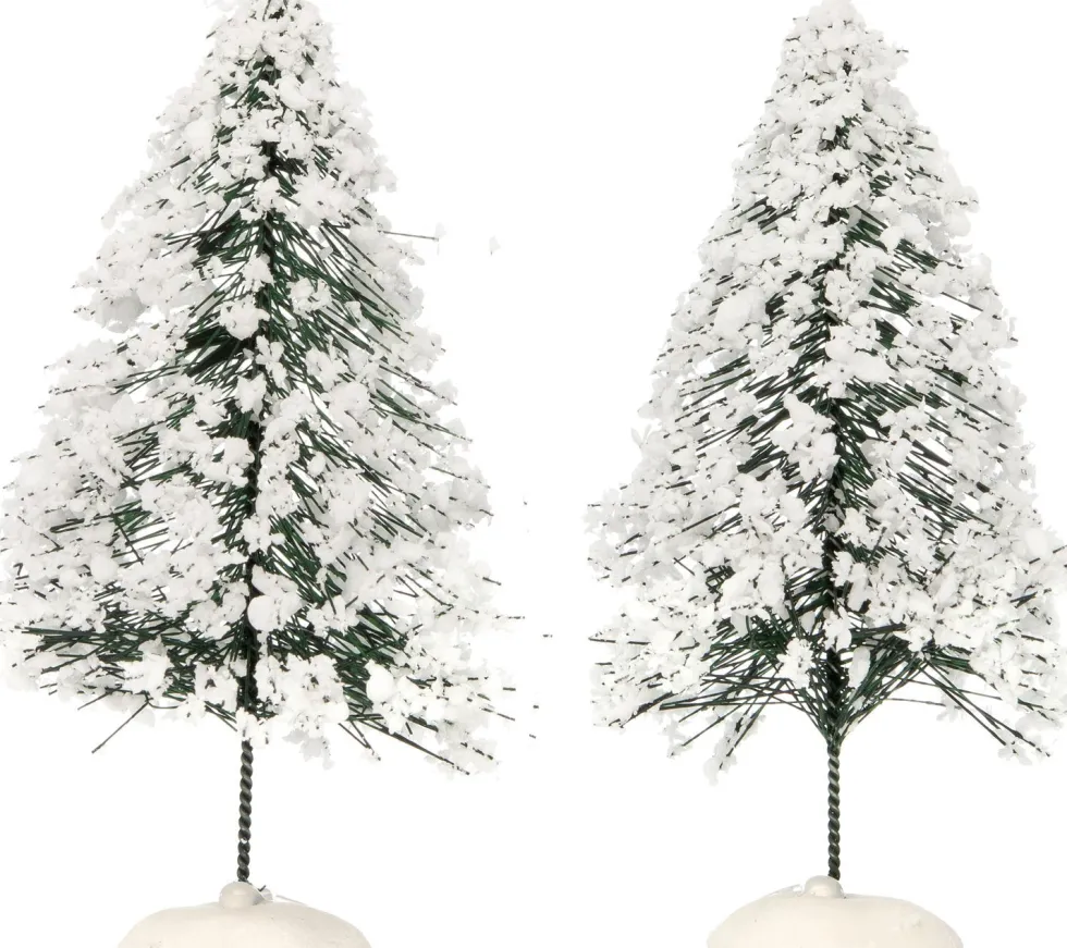 Intratuin kerstdorpminiatuur dennenboom met sneeuw 2 stuks D 4,5 H 10 cm