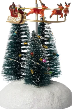 Intratuin kerstdorpminiatuur kerstbomen met slee 12,5 x 12,5 x 18,7 cm