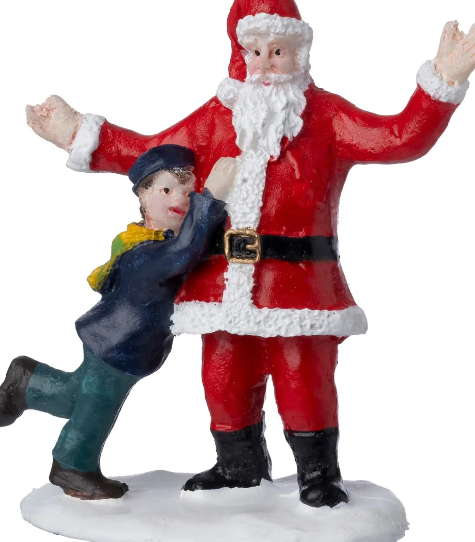 Intratuin kerstdorpminiatuur kerstman en kind 5,5 x 2,8 x 7 cm