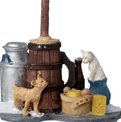 Intratuin kerstdorpminiatuur katjes bij ton 7,3 x 3,9 x 6,5 cm