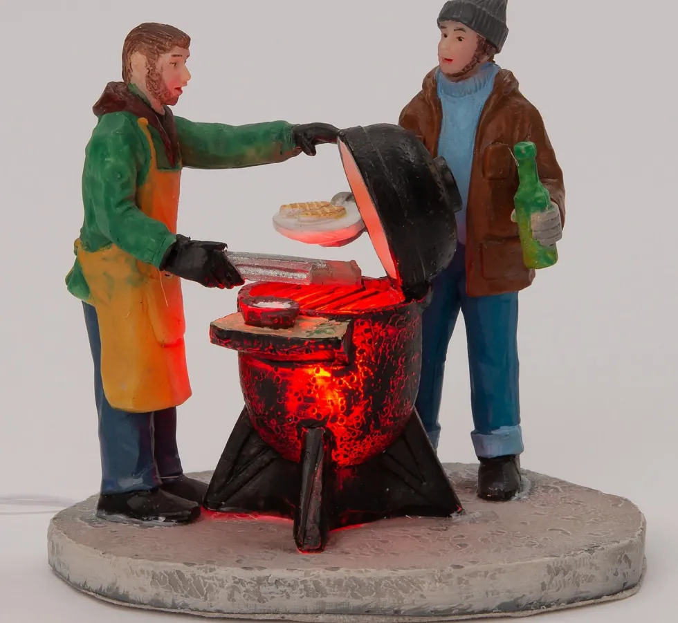 Intratuin kerstdorpminiatuur winter bbq mensen multi 7,5 x 5,5 x 7 cm