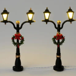 Intratuin kerstdorpminiatuur lantaarn met krans 6,5 x 2 x 11,5 cm 2 stuks