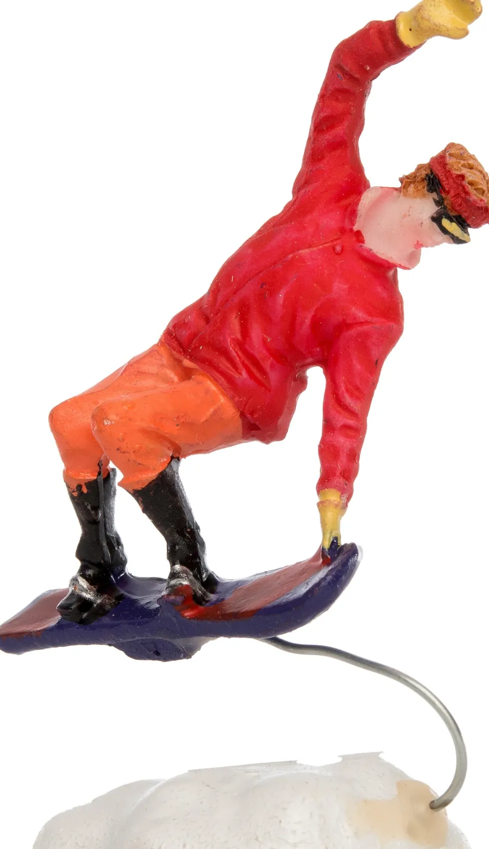 Intratuin kerstdorpminiatuur springende snowboarder 4 x 2,5 x 7 cm
