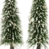 Intratuin kerstdorpminiatuur bomen met LED verlichting D 5 H 19 cm 2 stuks