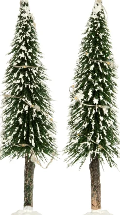 Intratuin kerstdorpminiatuur bomen met LED verlichting D 5 H 19 cm 2 stuks