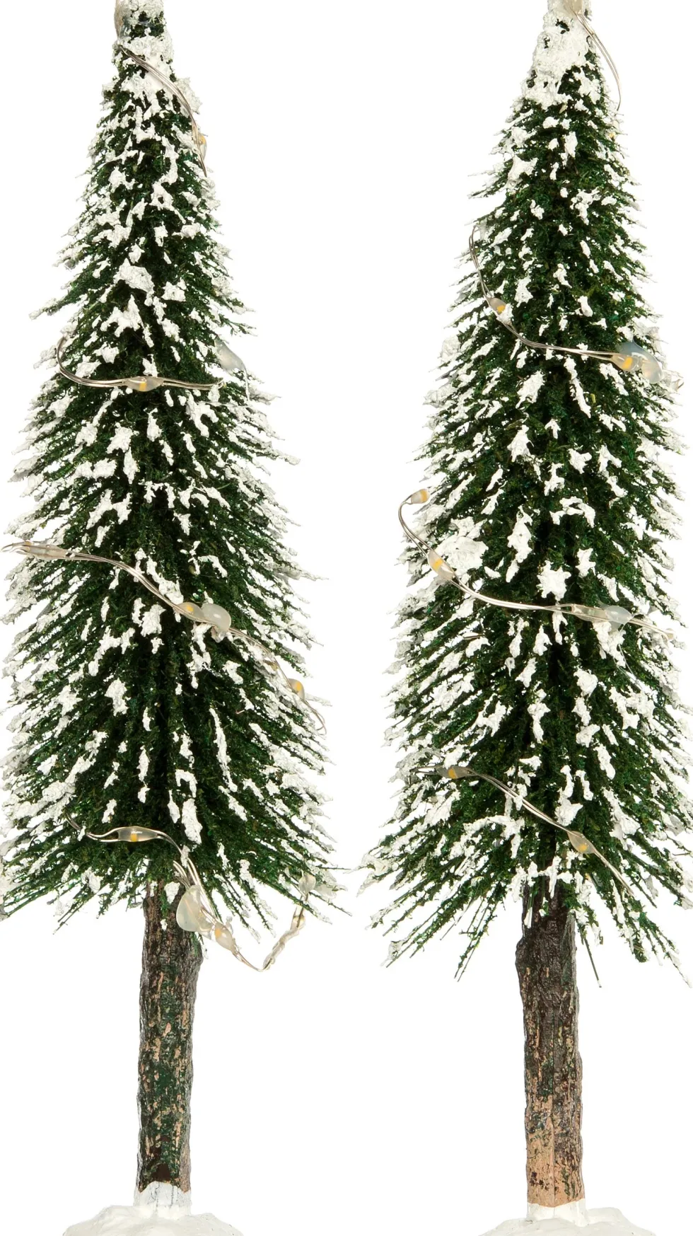 Intratuin kerstdorpminiatuur bomen met LED verlichting D 5 H 19 cm 2 stuks