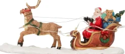 Intratuin kerstdorpminiatuur kerstman in slee met rendier 15 x 5 x 6,5 cm