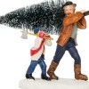 Intratuin kerstdorpminiatuur man en kind met kerstboom 10,5 x 4,5 x 7 cm