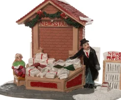 Intratuin kerstdorpminiatuur krantenkraam 13,5 x 6,8 x 10 cm